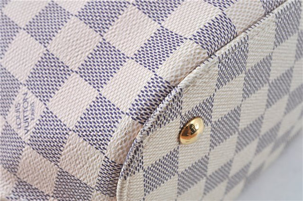 Authentic Louis Vuitton Damier Azur Galliera N41579 2Way Shoulder Hand Bag 2494B