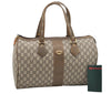 Authentic GUCCI Vintage GG Plus Hand Boston Bag GG PVC Leather Brown Junk 2500I