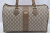 Authentic GUCCI Vintage GG Plus Hand Boston Bag GG PVC Leather Brown Junk 2500I