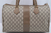 Authentic GUCCI Vintage GG Plus Hand Boston Bag GG PVC Leather Brown Junk 2500I