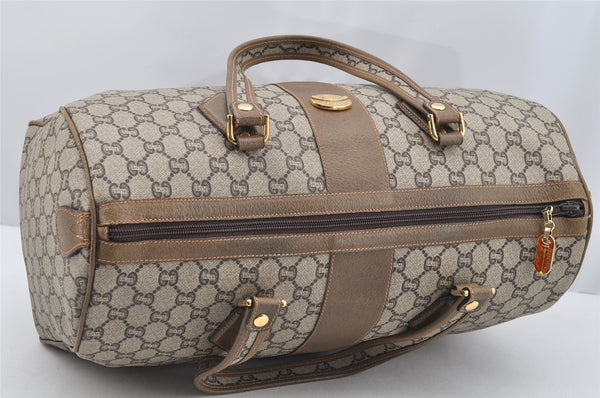 Authentic GUCCI Vintage GG Plus Hand Boston Bag GG PVC Leather Brown Junk 2500I