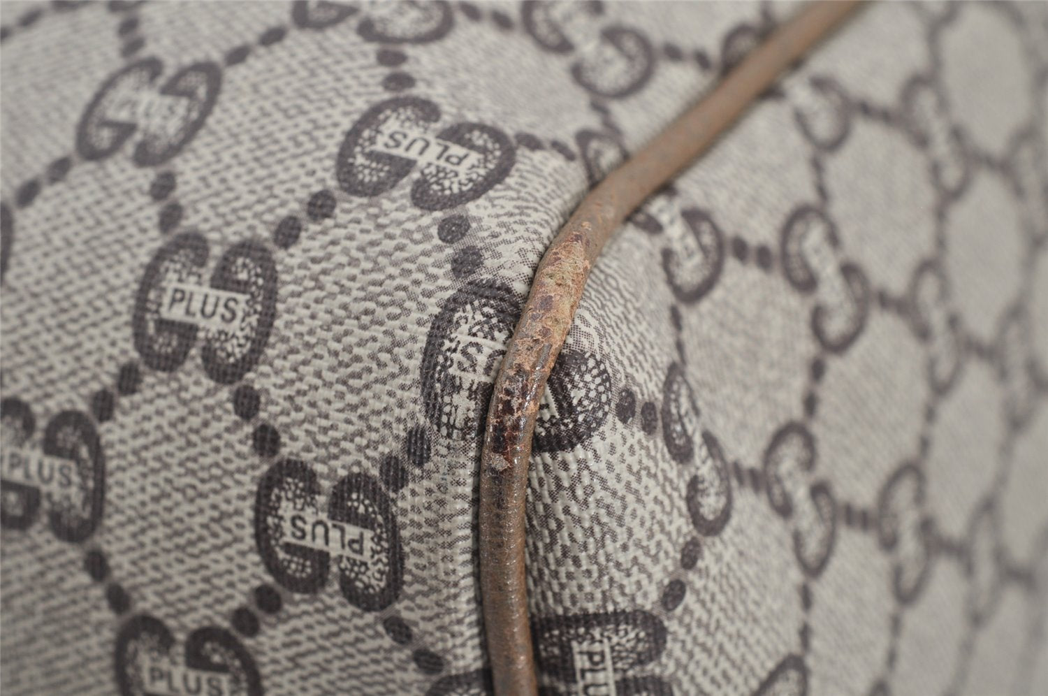 Authentic GUCCI Vintage GG Plus Hand Boston Bag GG PVC Leather Brown Junk 2500I