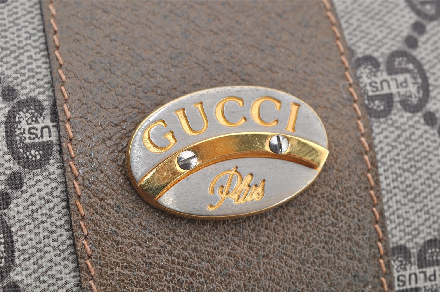 Authentic GUCCI Vintage GG Plus Hand Boston Bag GG PVC Leather Brown Junk 2500I