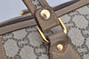 Authentic GUCCI Vintage GG Plus Hand Boston Bag GG PVC Leather Brown Junk 2500I