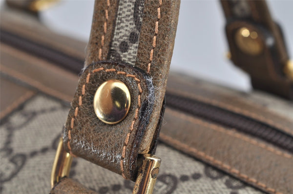 Authentic GUCCI Vintage GG Plus Hand Boston Bag GG PVC Leather Brown Junk 2500I