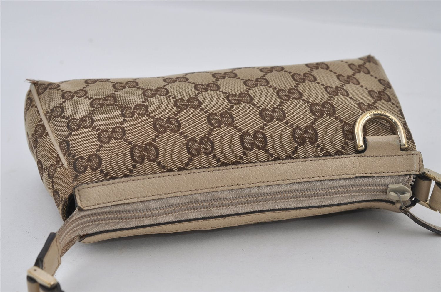 Authentic GUCCI Abbey Shoulder Hand Bag GG Canvas Leather 145750 Brown 2501I