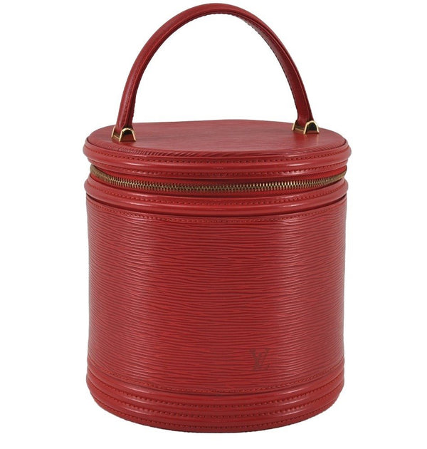 Authentic Louis Vuitton Epi Cannes Red Cosmetic Hand Bag Purse M48037 LV 2504I