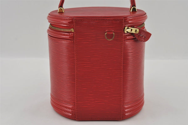 Authentic Louis Vuitton Epi Cannes Red Cosmetic Hand Bag Purse M48037 LV 2504I