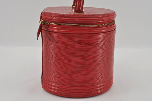 Authentic Louis Vuitton Epi Cannes Red Cosmetic Hand Bag Purse M48037 LV 2504I