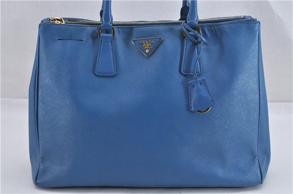 Authentic PRADA Vintage Saffiano Leather Hand Bag Blue 2505F