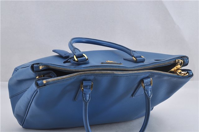 Authentic PRADA Vintage Saffiano Leather Hand Bag Blue 2505F