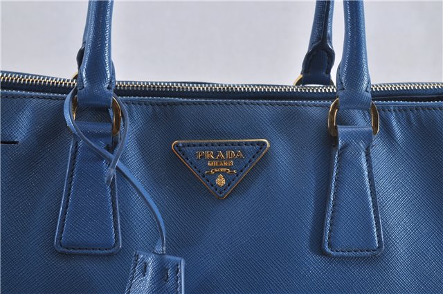 Authentic PRADA Vintage Saffiano Leather Hand Bag Blue 2505F