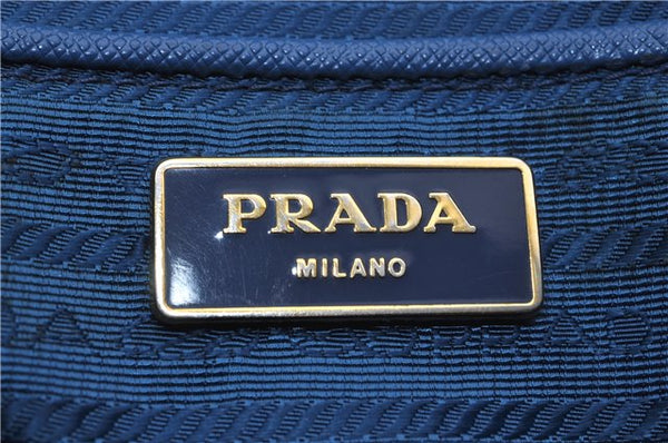 Authentic PRADA Vintage Saffiano Leather Hand Bag Blue 2505F