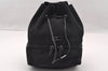 Authentic GUCCI Drawstring Hand Bag Purse Canvas Leather 0391053 Black 2505I