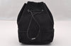 Authentic GUCCI Drawstring Hand Bag Purse Canvas Leather 0391053 Black 2505I