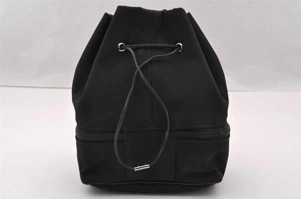 Authentic GUCCI Drawstring Hand Bag Purse Canvas Leather 0391053 Black 2505I