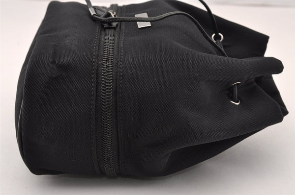 Authentic GUCCI Drawstring Hand Bag Purse Canvas Leather 0391053 Black 2505I