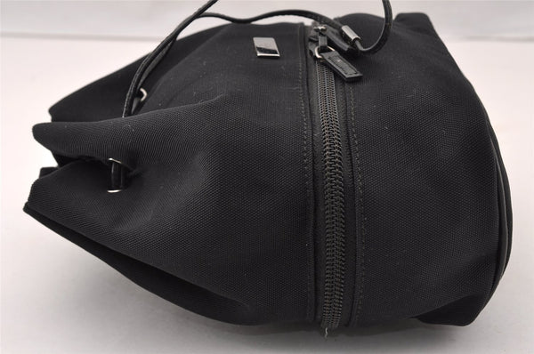 Authentic GUCCI Drawstring Hand Bag Purse Canvas Leather 0391053 Black 2505I