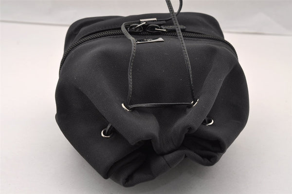 Authentic GUCCI Drawstring Hand Bag Purse Canvas Leather 0391053 Black 2505I