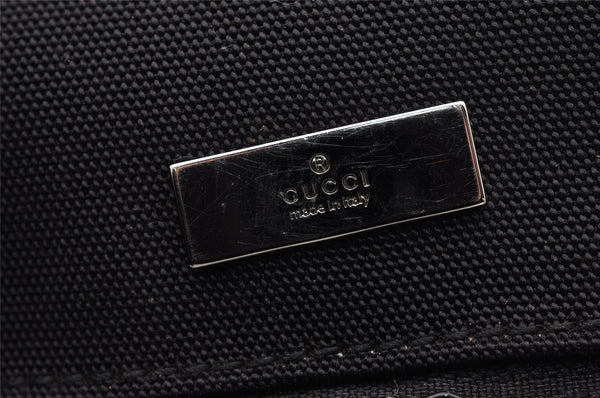 Authentic GUCCI Drawstring Hand Bag Purse Canvas Leather 0391053 Black 2505I
