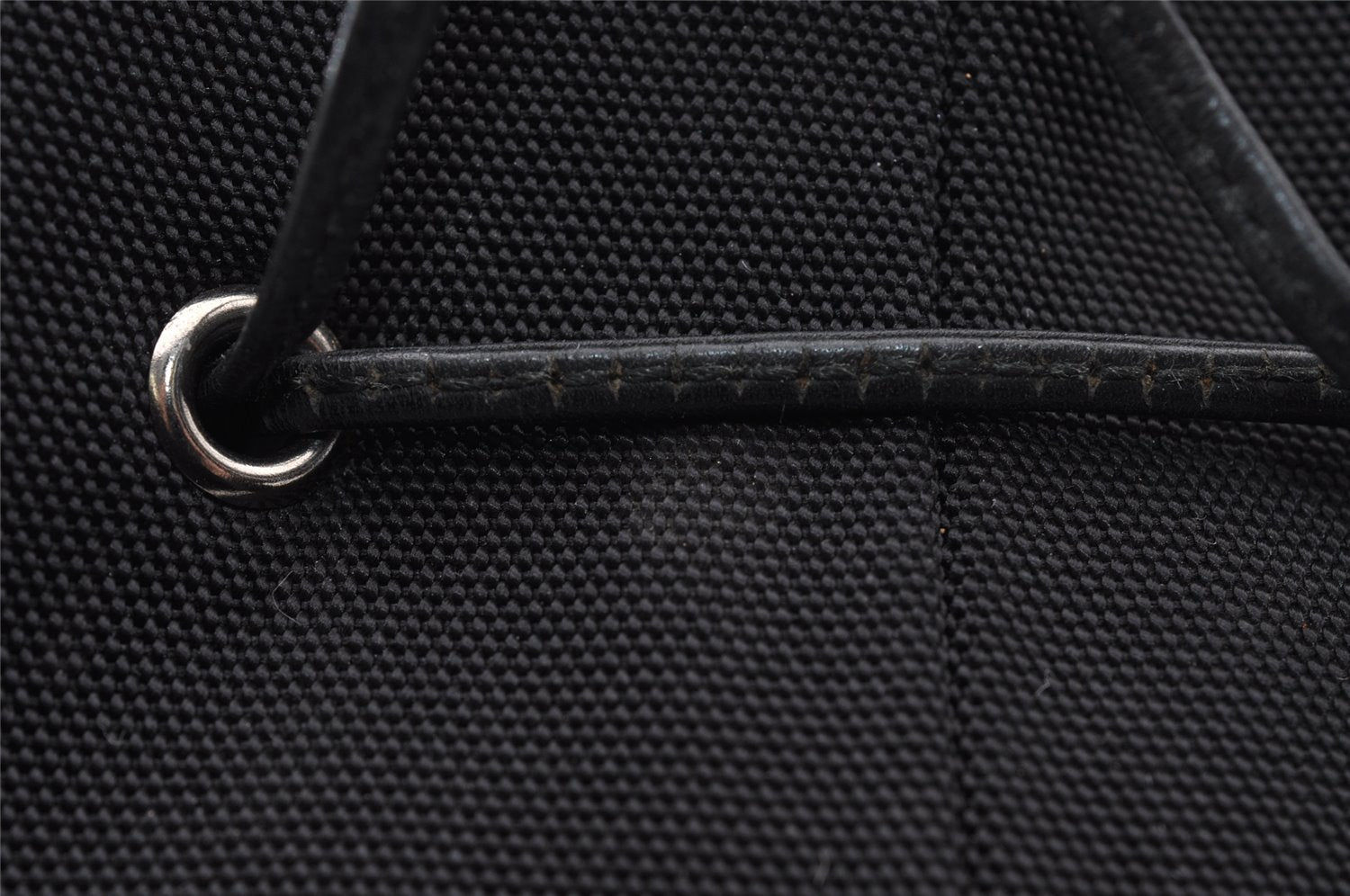 Authentic GUCCI Drawstring Hand Bag Purse Canvas Leather 0391053 Black 2505I