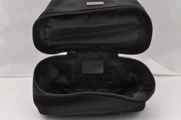 Authentic GUCCI Drawstring Hand Bag Purse Canvas Leather 0391053 Black 2505I