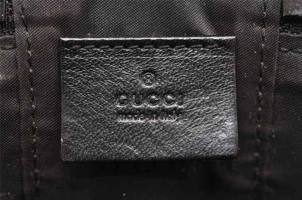 Authentic GUCCI Drawstring Hand Bag Purse Canvas Leather 0391053 Black 2505I