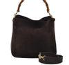 Authentic GUCCI Bamboo 2Way Shoulder Hand Bag Purse Suede Leather Brown 2508I