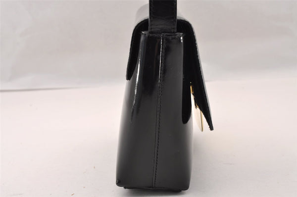 Authentic GUCCI Vintage Shoulder Hand Bag Purse Enamel Black Junk 2509I