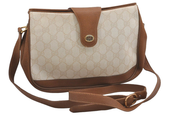 Authentic GUCCI Shoulder Cross Body Bag Purse GG PVC Leather White Junk 2510I