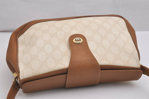 Authentic GUCCI Shoulder Cross Body Bag Purse GG PVC Leather White Junk 2510I