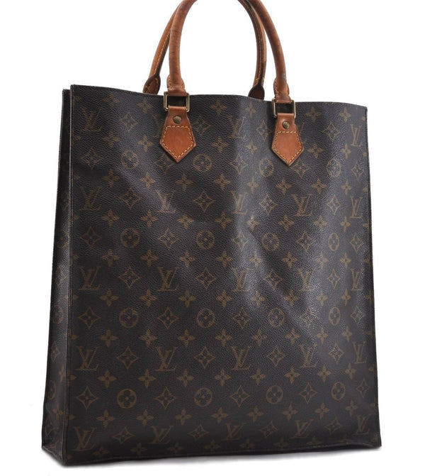 Authentic Louis Vuitton Monogram Sac Plat Hand Bag M51140 LV 2513D