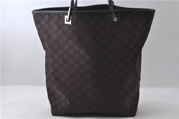 Authentic GUCCI Shoulder Tote Bag GG Nylon Leather 268629 Brown 2516D