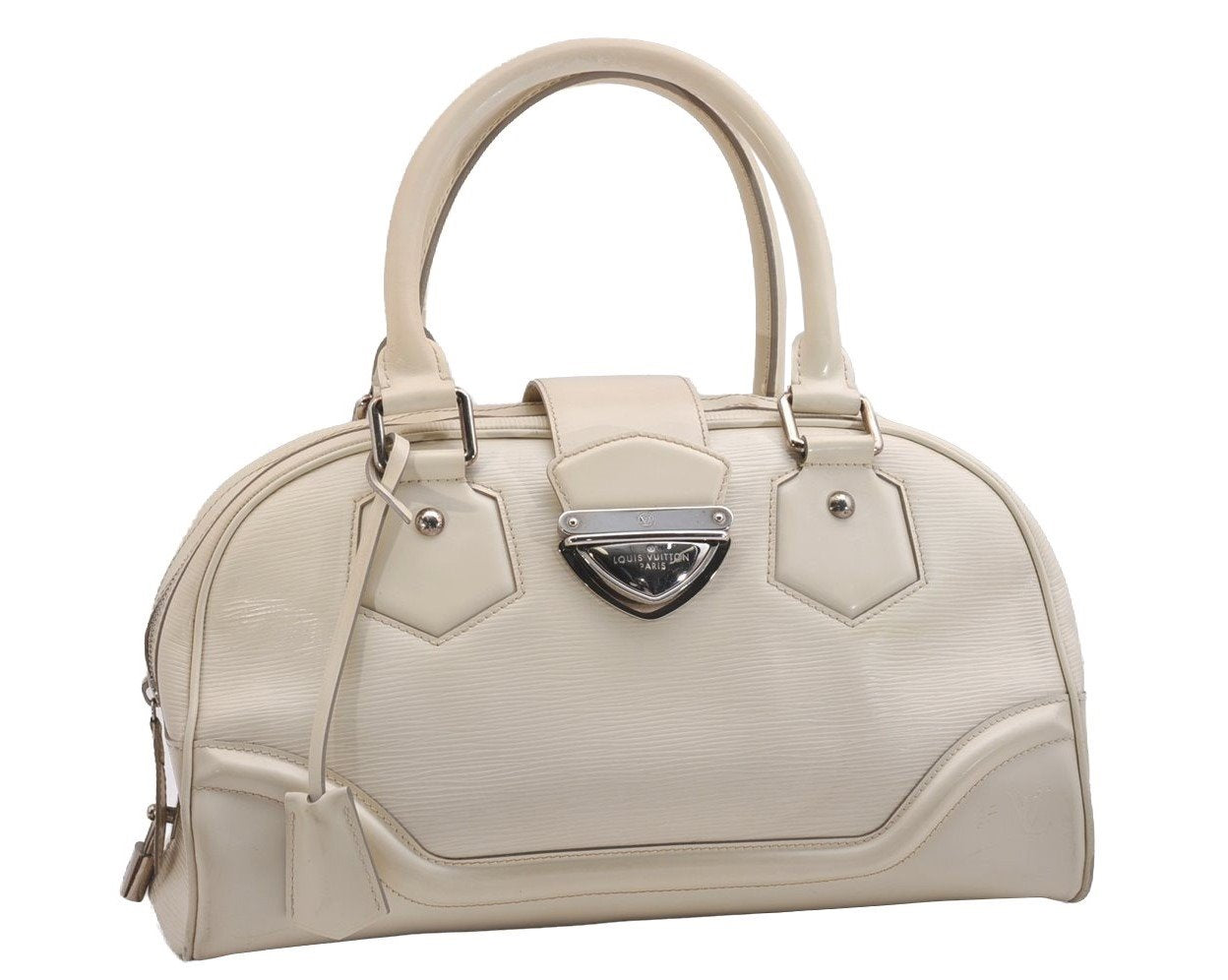 Authentic Louis Vuitton Epi Bowling Montaigne GM Hand Bag White M5931J LV 2516I