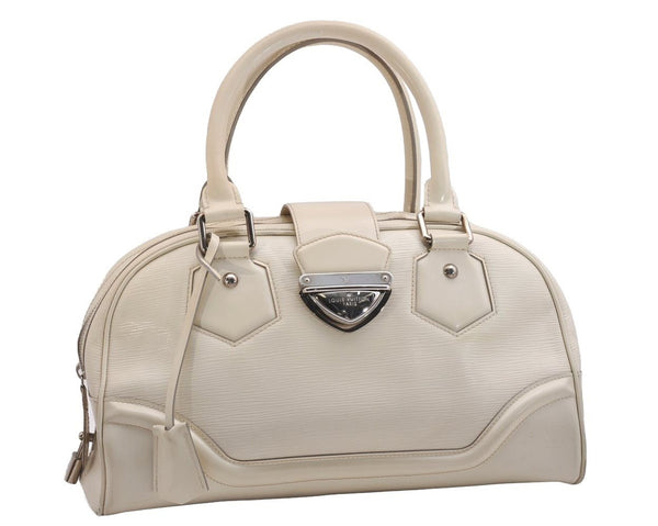 Authentic Louis Vuitton Epi Bowling Montaigne GM Hand Bag White M5931J LV 2516I
