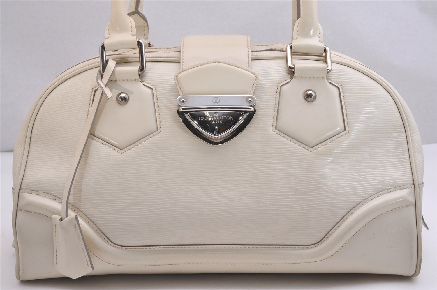 Authentic Louis Vuitton Epi Bowling Montaigne GM Hand Bag White M5931J LV 2516I
