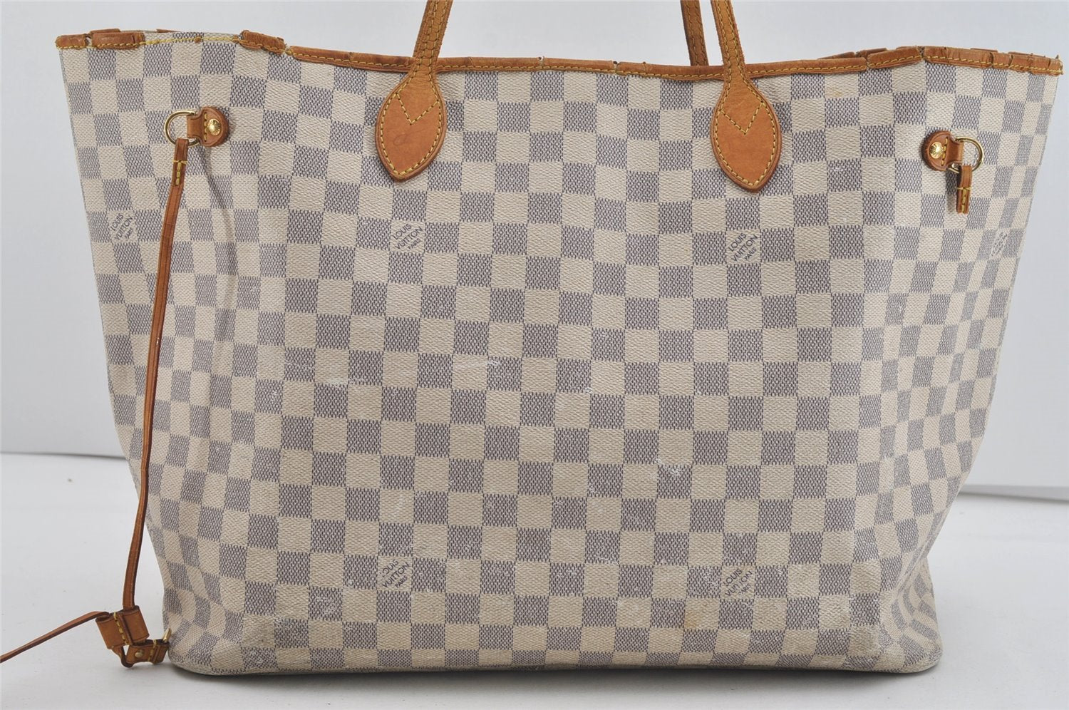 Authentic Louis Vuitton Damier Azur Neverfull GM N51108 Shoulder Tote Bag 2518I