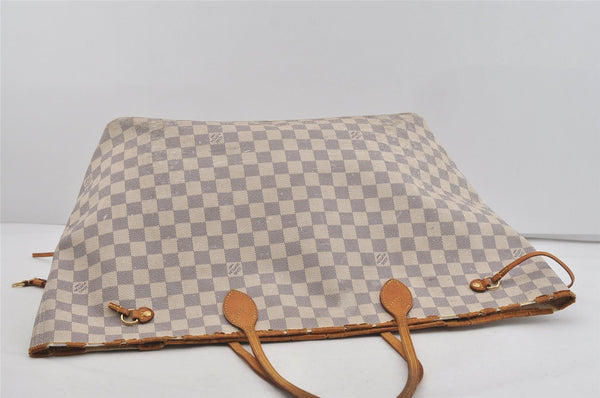 Authentic Louis Vuitton Damier Azur Neverfull GM N51108 Shoulder Tote Bag 2518I