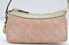 Authentic GUCCI Vintage Hand Bag Pouch Purse GG Canvas Leather 154432 Pink 2520I
