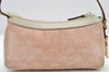 Authentic GUCCI Vintage Hand Bag Pouch Purse GG Canvas Leather 154432 Pink 2520I