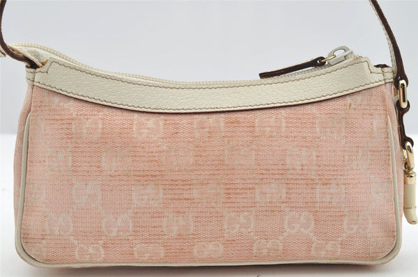 Authentic GUCCI Vintage Hand Bag Pouch Purse GG Canvas Leather 154432 Pink 2520I