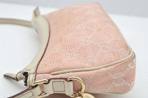 Authentic GUCCI Vintage Hand Bag Pouch Purse GG Canvas Leather 154432 Pink 2520I