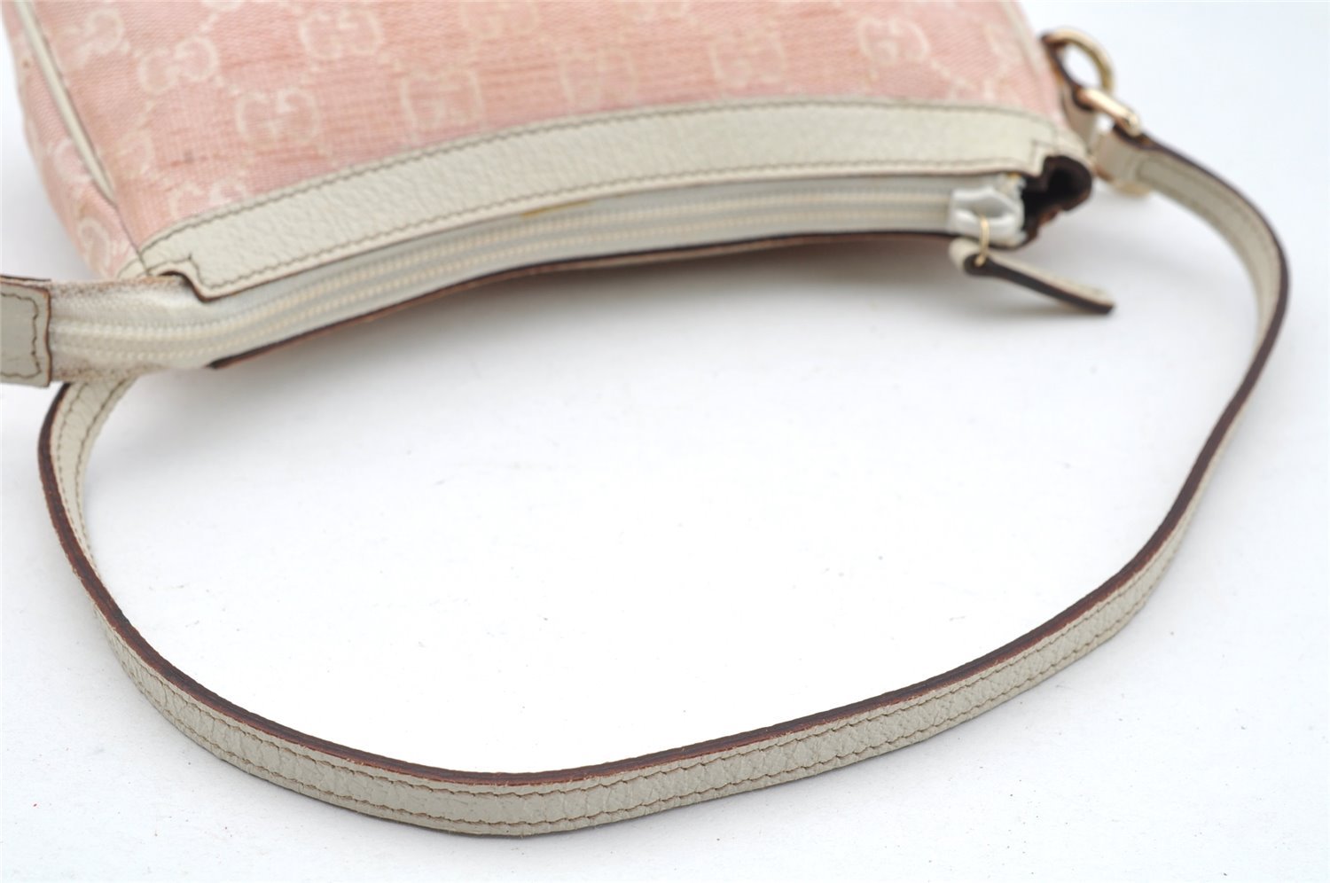Authentic GUCCI Vintage Hand Bag Pouch Purse GG Canvas Leather 154432 Pink 2520I