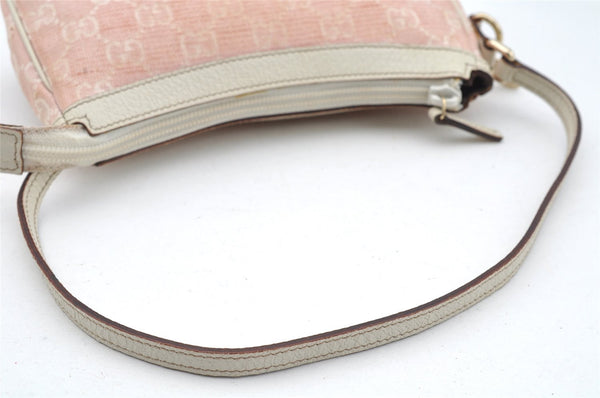 Authentic GUCCI Vintage Hand Bag Pouch Purse GG Canvas Leather 154432 Pink 2520I