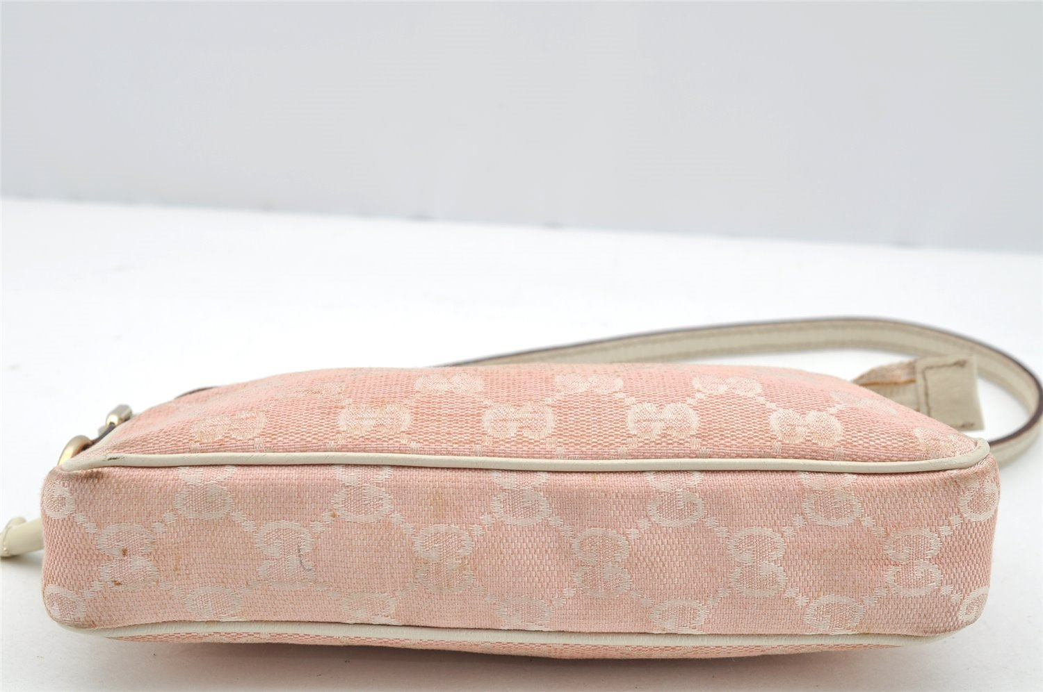 Authentic GUCCI Vintage Hand Bag Pouch Purse GG Canvas Leather 154432 Pink 2520I