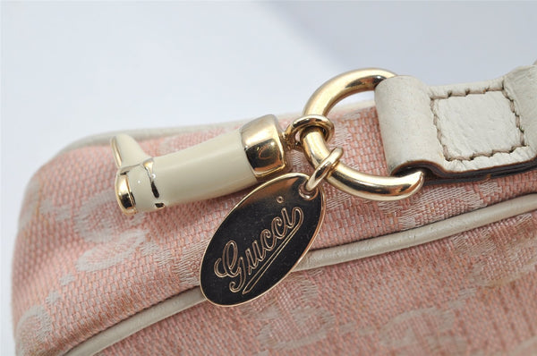 Authentic GUCCI Vintage Hand Bag Pouch Purse GG Canvas Leather 154432 Pink 2520I