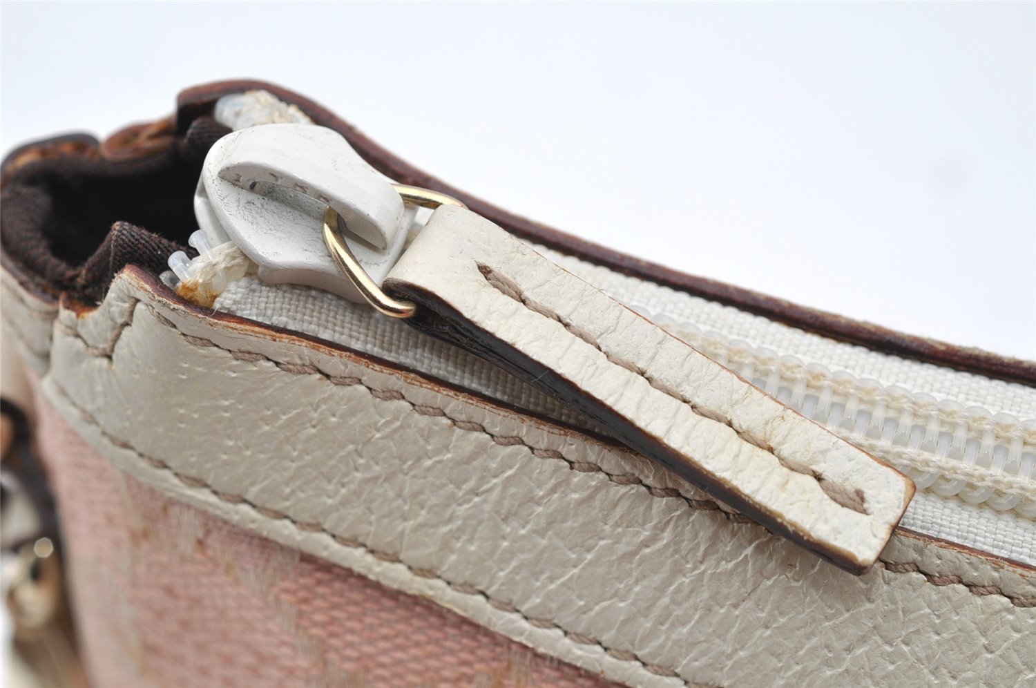 Authentic GUCCI Vintage Hand Bag Pouch Purse GG Canvas Leather 154432 Pink 2520I