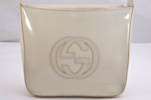 Authentic GUCCI Interlocking G Vintage Shoulder Bag Enamel White Junk 2521I