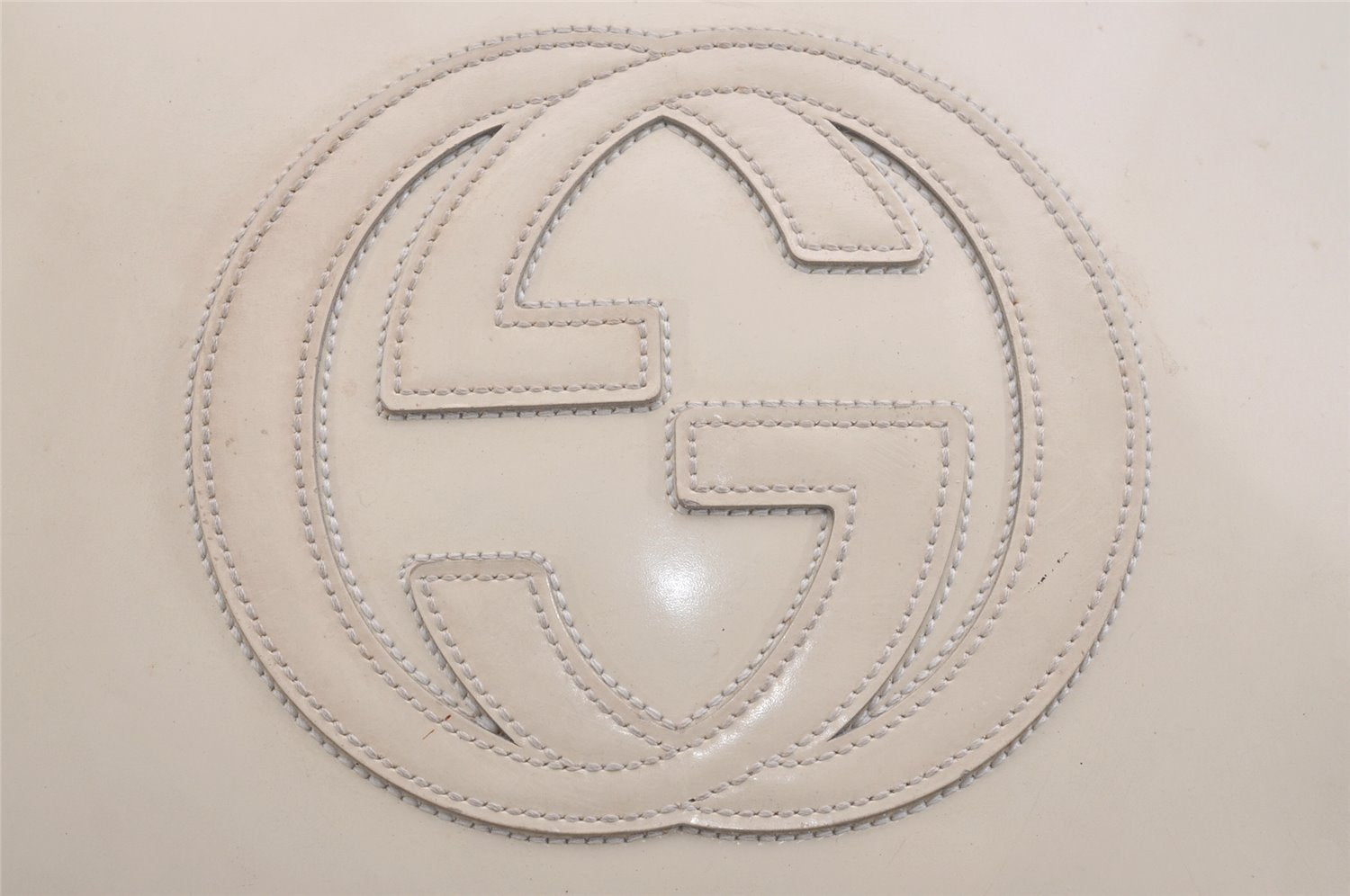 Authentic GUCCI Interlocking G Vintage Shoulder Bag Enamel White Junk 2521I