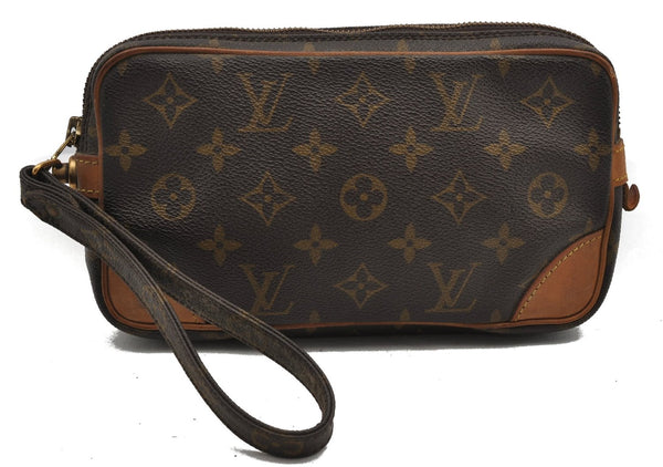 Authentic Louis Vuitton Monogram Marly Dragonne PM M51827 Clutch Hand Bag 2522F